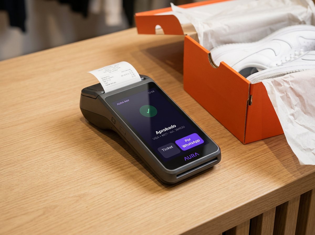 Terminal portátil con un cobro aprobado por Aura Pay